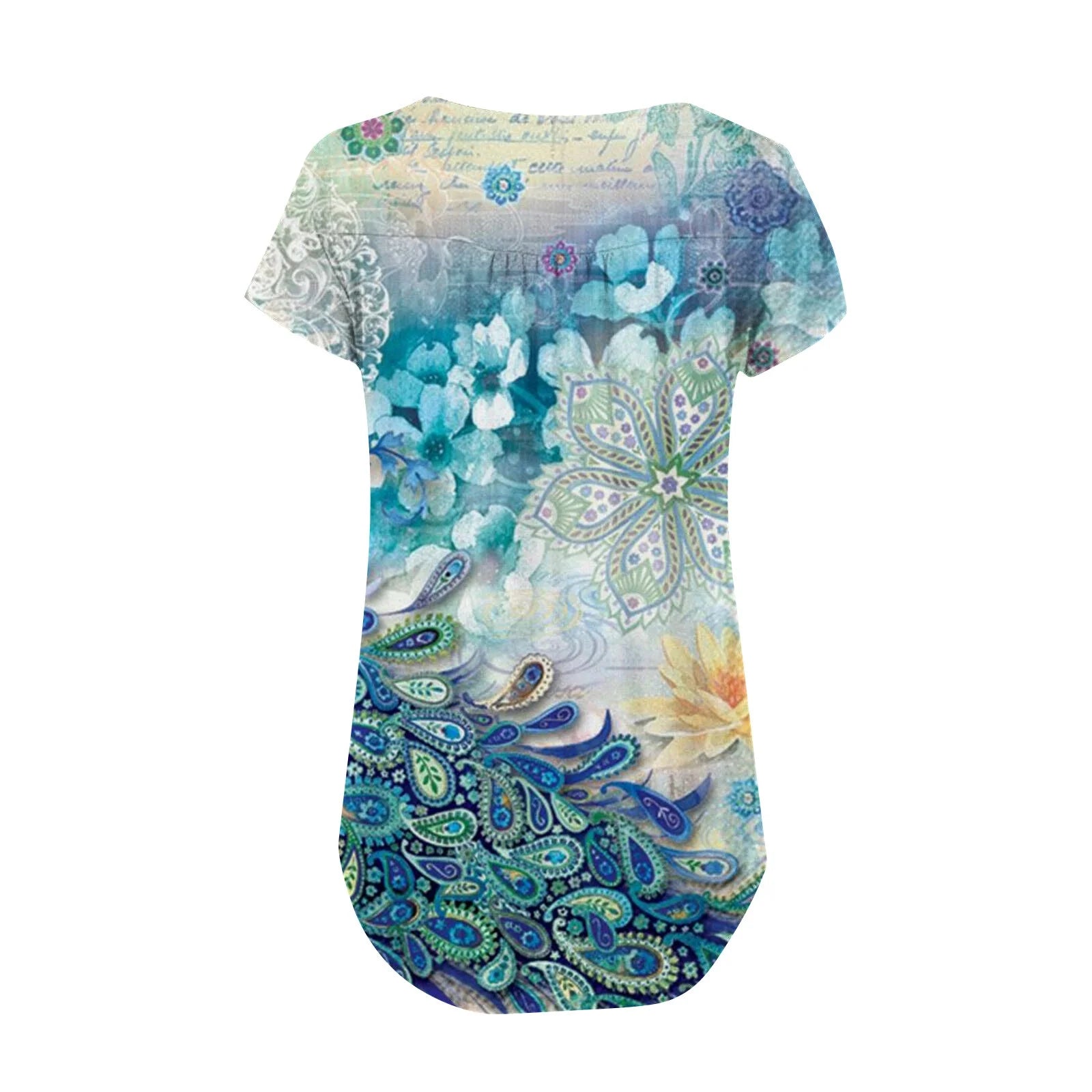 Plus Size Blouses for Women Clearance Summer Floral Print Tunic Tops Short Sleeve V-Neck T-Shirts Dressy Casual Blouses Light Blue