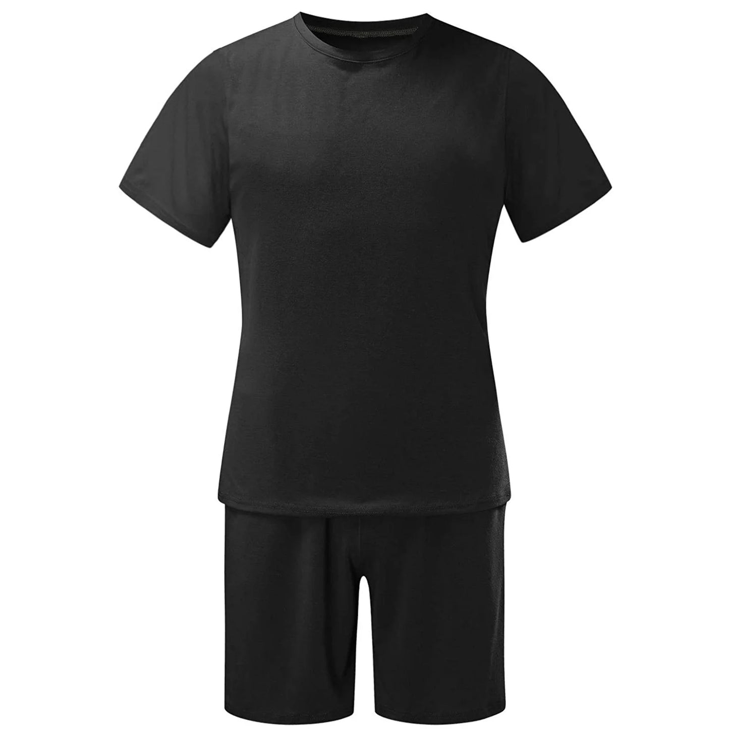 Men'S Short Sleeve T-Shirt and Shorts Set Sport Casual Crew Neck Muscle Sportswear 2 Piece Tracksuit Summer Outfits