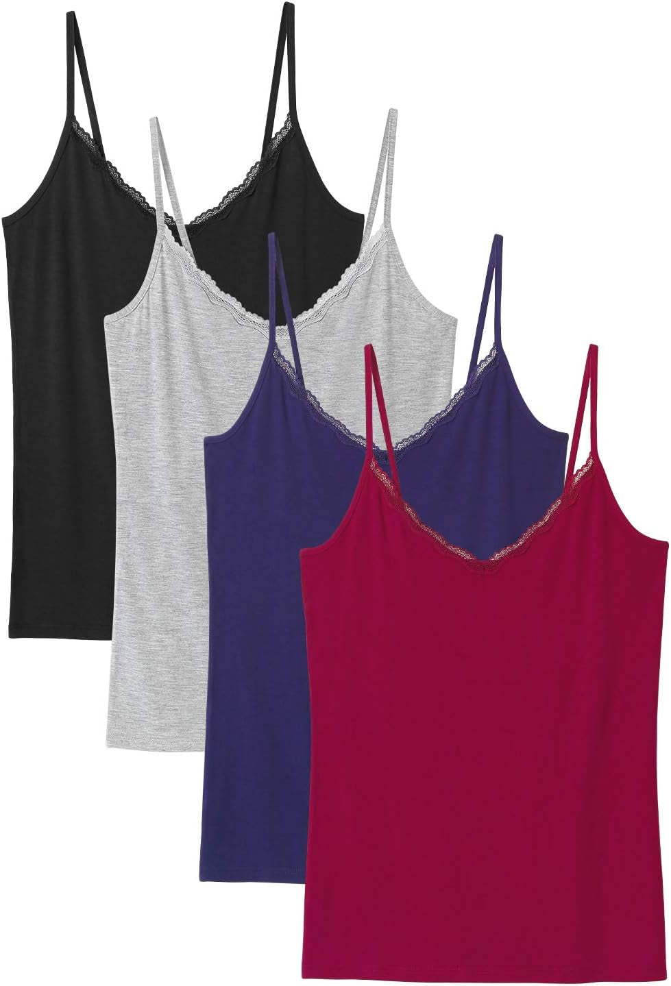 V Neck Camisoles for Women Adjustable Lace Cami Undershirt Spaghetti Strap Lace Tank Tops